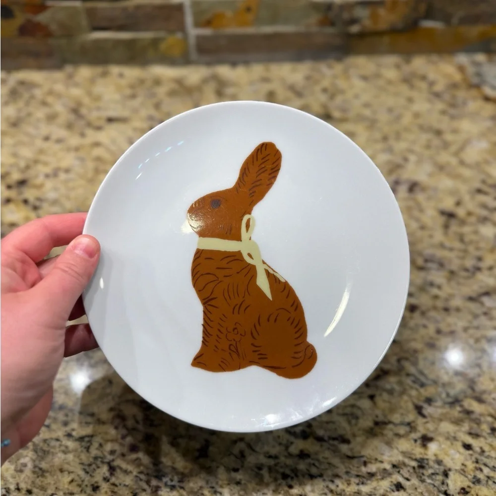 West elm small salad plate Easter chocolate bunny